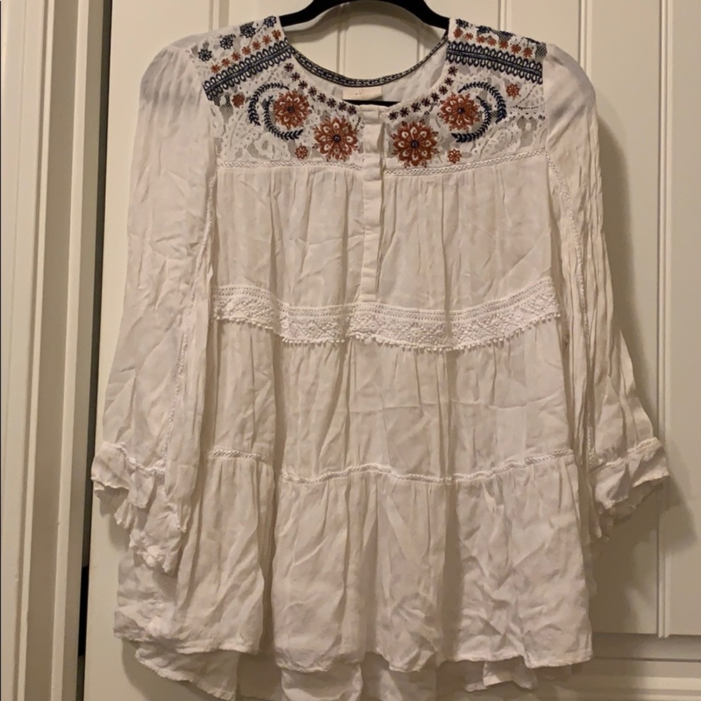 Knox Rose flowy women’s blouse - orange and blue🌼